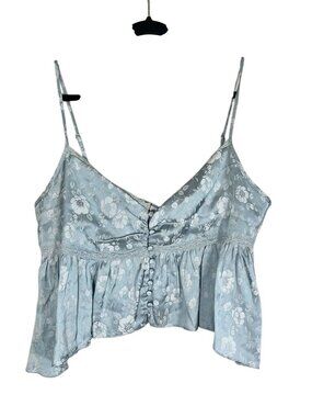 Princess Polly Floral Babydoll Tank Top Blue 12 Festival Western Concert Boho